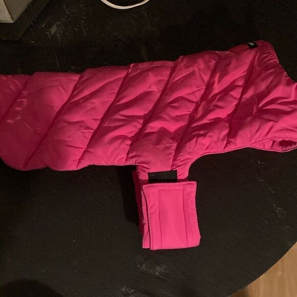 Land’s End Dog Puffer Quilted Vest adjustable Velcro rare Deep Pink Size Large - Picture 2 of 16
